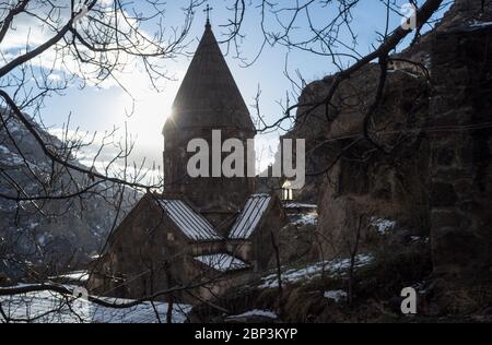 Le complexe du monastère de Geghard dans la région de Kotayk en Arménie. Banque D'Images