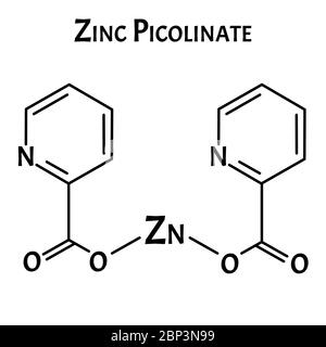 Formule chimique moléculaire picolinate de zinc. Infographies du zinc. Illustration vectorielle sur un arrière-plan isolé. Illustration de Vecteur