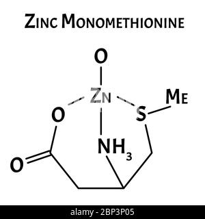 La monométhionine de zinc est une formule chimique moléculaire. Infographies du zinc. Illustration vectorielle sur un arrière-plan isolé. Illustration de Vecteur