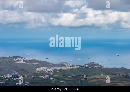 Vue sur Las Palmas de Gran Canaria depuis le pic de Pico de Bandama Banque D'Images