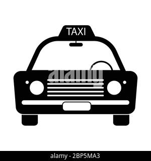 Taxi Cab Vintage vue de l'ancienne face. Automobile automobile automobile taxi illustration noir et blanc. Vecteur EPS Illustration de Vecteur