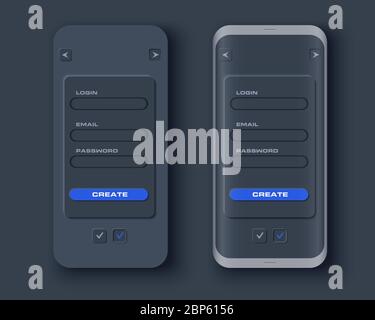 Kit d'interface utilisateur Neumorph sur l'écran du terminal Illustration de Vecteur