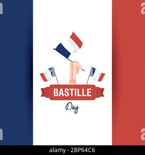 fête de la bastille avec drapeaux de france Illustration de Vecteur