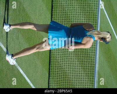 Elina Svitolina, de l’Ukraine, jouant contre Mihaela Buzarnescu en finale du quart de tennis féminin le 22 juin 2018, Birmingham, Edgbaston Banque D'Images