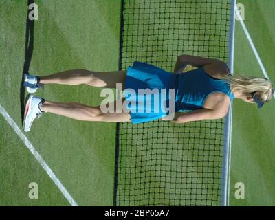 Elina Svitolina, de l’Ukraine, jouant contre Mihaela Buzarnescu en finale du quart de tennis féminin le 22 juin 2018, Birmingham, Edgbaston Banque D'Images