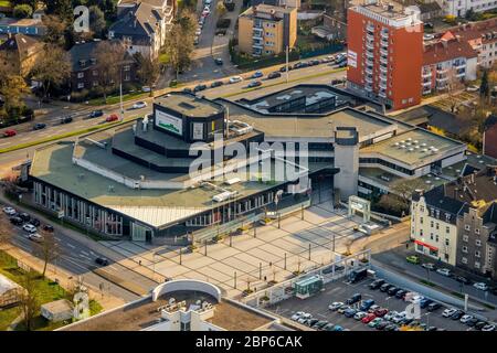 Vue aérienne, Willi-Pohlmann-Platz, Centre culturel Herne, Bibliothèque de la ville de Herne, Herne, région de la Ruhr, Rhénanie-du-Nord-Westphalie, Allemagne Banque D'Images