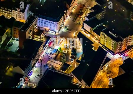 Vue aérienne, Robert-Brauner-Platz, marché de Noël Herne, Extrabaltt, WAZ Redaktion Herne, Herne, région de la Ruhr, Rhénanie-du-Nord-Westphalie, Allemagne Banque D'Images