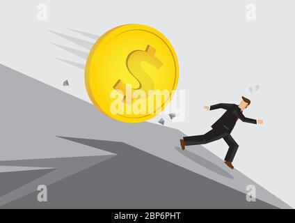 Illustration vectorielle d'un bitcoin descendant. Concept de la baisse de la valeur de la crise du Bitcoin et de l'effet sur les affaires. Illustration de Vecteur