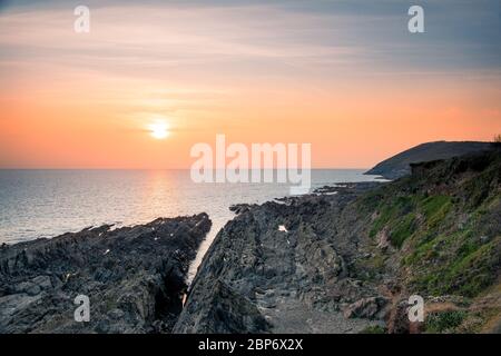 Coucher de soleil de Croyde, Devon, Angleterre Banque D'Images