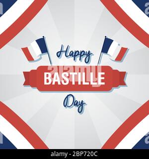 fête de la bastille avec drapeaux de france Illustration de Vecteur