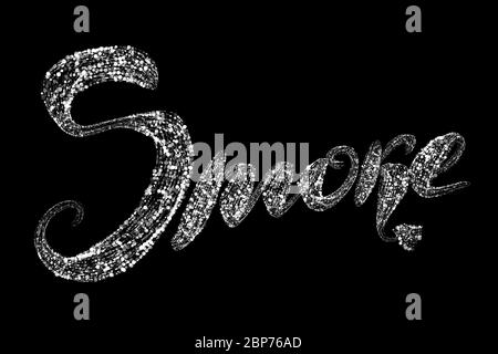 L'inscription de mot est fumée faite par des particules rondes lumineuses isolé sur un fond noir Banque D'Images