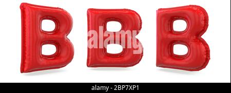 Lettre majuscule B. majuscule. Ballon gonflable rouge sur fond. Rendu 3D Banque D'Images