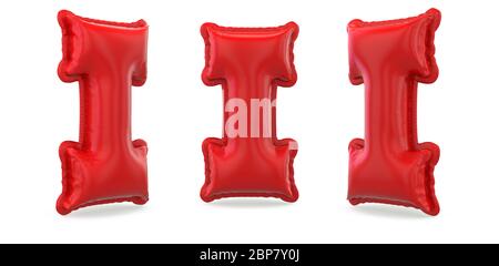 Lettre majuscule I. majuscule. Ballon gonflable rouge sur fond. Rendu 3D Banque D'Images