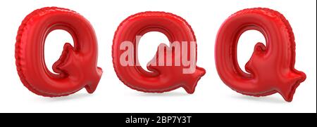 Lettre majuscule Q. majuscule. Ballon gonflable rouge sur fond. Rendu 3D Banque D'Images