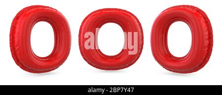 Lettre majuscule O. majuscule. Ballon gonflable rouge sur fond. Rendu 3D Banque D'Images