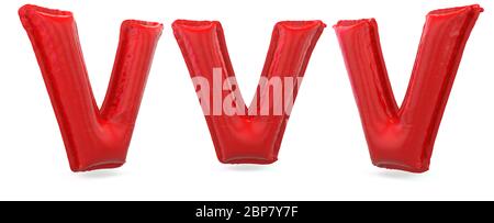 Lettre majuscule V. majuscule. Ballon gonflable rouge sur fond. Rendu 3D Banque D'Images