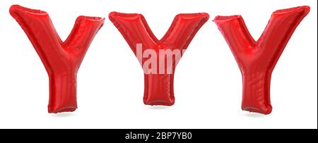 Lettre majuscule Y. majuscule. Ballon gonflable rouge sur fond. Rendu 3D Banque D'Images