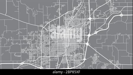 Plan urbain vectoriel de la ville de Springfield, États-Unis. Capitale de l'État de l'Illinois Illustration de Vecteur