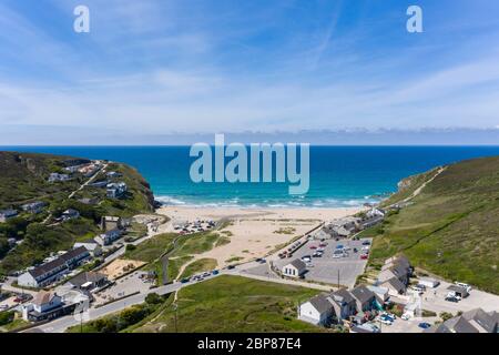 Photographie aérienne de la plage de Porthtowa, Cornwall, Angleterre Banque D'Images