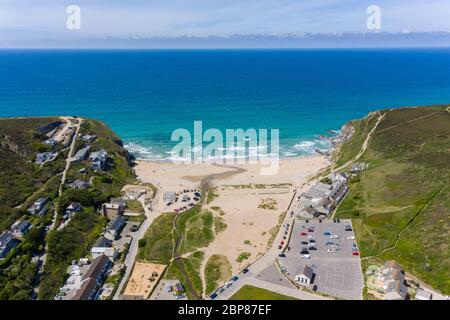 Photographie aérienne de la plage de Porthtowa, Cornwall, Angleterre Banque D'Images