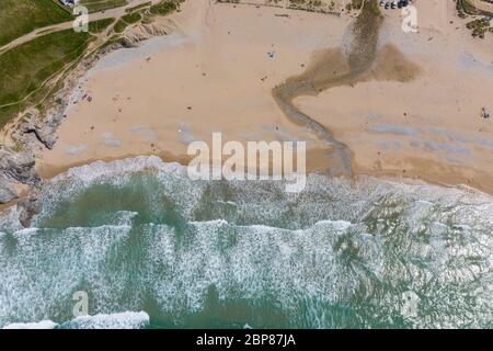 Photographie aérienne de la plage de Porthtowa, Cornwall, Angleterre Banque D'Images