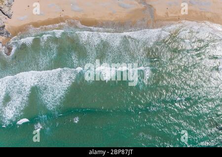 Photographie aérienne de la plage de Porthtowa, Cornwall, Angleterre Banque D'Images