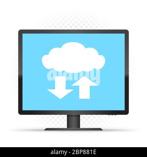 moniteur noir et panneau de service cloud Illustration de Vecteur