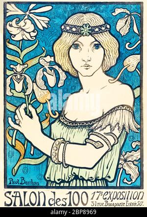 Paul Berthon, salon des cent : (salon des 100), affiche Art Nouveau, 1895 Banque D'Images