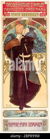 Alphonse Mucha, Hamlet : (Sarah Bernhardt), affiche Art Nouveau, 1899 Banque D'Images