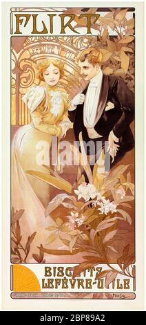 Alphonse Mucha, Flirt, Lefèvre Utile, Art Nouveau, affiche, 1895-1900 Banque D'Images