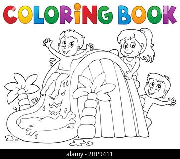 Livre de coloriage enfants sur l'eau diapositive 1 - illustration d'image. Banque D'Images