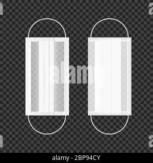 Masques respiratoires blancs. Masque médical. Problème de santé. Protection contre les virus et les maladies. Illustration vectorielle Illustration de Vecteur