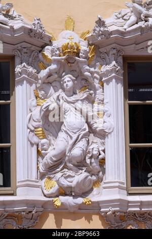 Vierge Marie, Chambre de Falcon, le plus beau bâtiment de style Rococo dans le Wurzburg, Allemagne Banque D'Images
