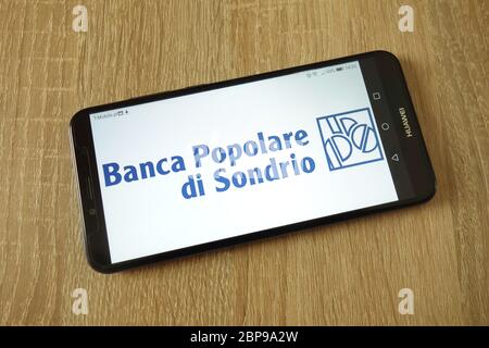 Le logo Banca Popolare di Sondrio S.C.p.A. est affiché sur le smartphone Banque D'Images