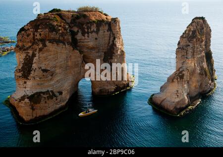 Pigeon Rocks. Beyrouth, Liban Banque D'Images