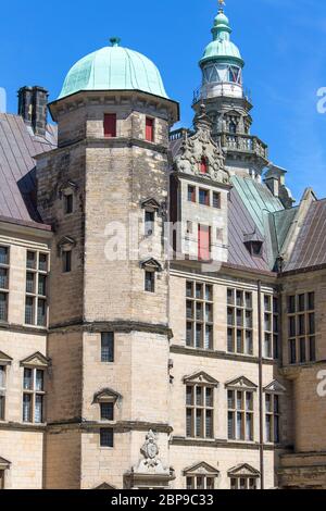 Château médiéval de Kronborg sur le détroit d'Oresund, cour, mer Baltique, Helsingor, Danemark Banque D'Images