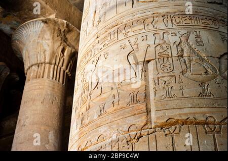 Temple d'Horus, Edfu, situé sur la rive ouest du Nil, entre Esna et Assouan. Égypte.Afrique. Banque D'Images