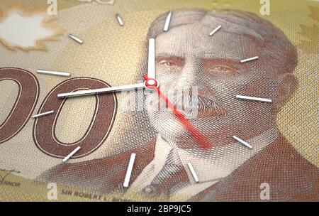 Temps et du dollar canadien. Time is money concept Banque D'Images