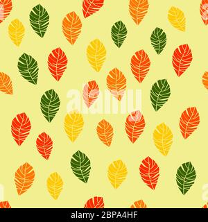 Motif sans couture de feuilles de couleur automnale. Illustration vectorielle Banque D'Images