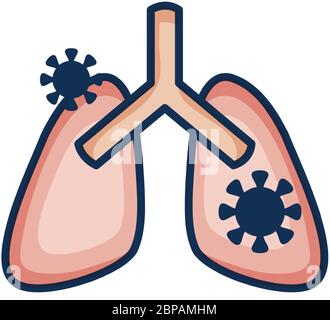 icône des poumons malades sur fond blanc, style de couleur de ligne, illustration vectorielle Illustration de Vecteur