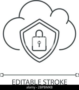 Icône linéaire Perfect pixel de sécurité du Cloud Illustration de Vecteur