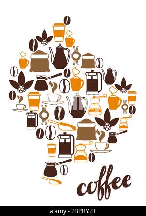 Arrière-plan avec icônes de café. Illustration des produits à boire. Illustration de Vecteur