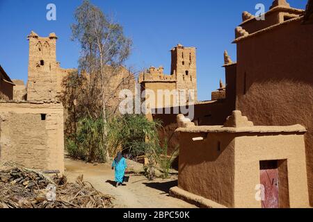 Ksar (village) n'Kob dans la vallée de Draa, au sud du Maroc Banque D'Images