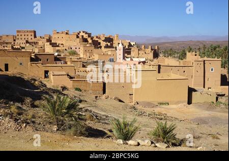 Ksar (village) n'Kob dans la vallée de Draa, au sud du Maroc Banque D'Images