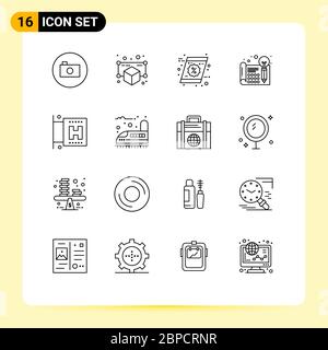 16 icônes créatives signes et symboles modernes de l'hôtel signe, processa, coupon, idée, éléments de conception vectorielle modifiables créatifs Illustration de Vecteur
