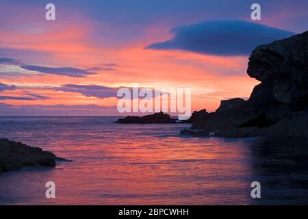 Sunset, Clogher Head, Dingle Peninsula, Comté de Kerry, Irlande Banque D'Images