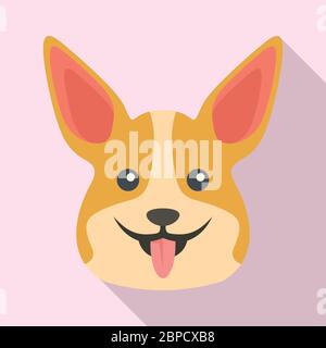 Icône chien corgi heureux. Illustration plate de l'icône vecteur chien corgi heureux pour la conception de Web Illustration de Vecteur