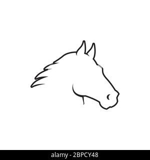 lignes icône de cheval icône vecteur de tête isolée sur fond blanc Illustration de Vecteur
