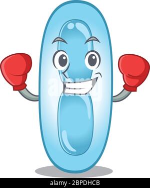 Conception mascotte de klebsiella pneumoniae comme athlète sportif de boxe Illustration de Vecteur