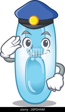 Dessin de la police de klebsiella pneumoniae portant un chapeau bleu Illustration de Vecteur